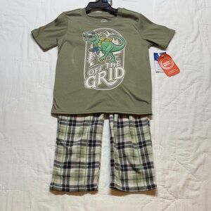 Wonder Nation Boys Off the Grid T-Rex Fleece Pajama Set Size 4/5 NWT